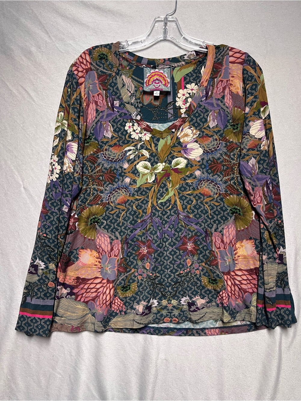 Johnny Was Floral Favorite Long Sleeve Bamboo Swing Tee Top Size Medium